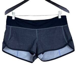 Lululemon Speed Shorts Heathered Black Lakeside Blue SZ 8